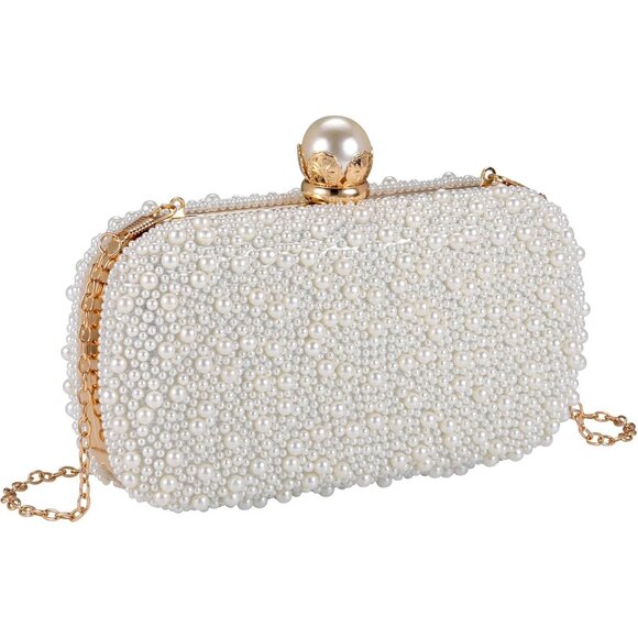 Women Silver Evening Small Clutch Crossbody Handbag Full Beaded Parits Prom - Picture 1 of 9